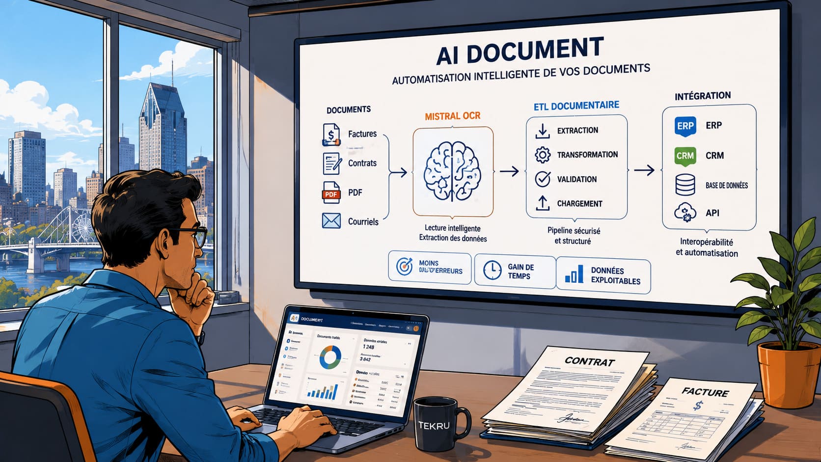 IA Documentaire au Québec : Automatisez vos factures et contrats sans remplacer vos systèmes informatiques